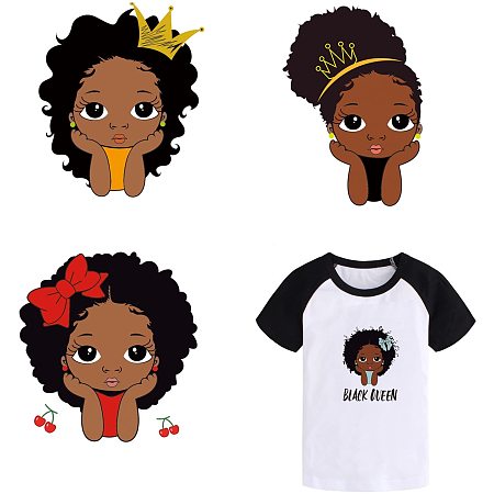 Arricraft 6pcs PET Black Princess Pattern Iron-on Heat Transfer Stickers Iron On Patches Washable Heat Transfer Stickers Clothes Patch Appliques for DIY Clothes Decoration About 8.7x5.6inch