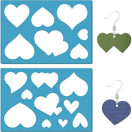 GORGECRAFT 2 Styles Jewelry Shape Template Reusable Earrings Making Plastic Hearts Cutouts Cutting Stencil Lapidary Templates for Cabochons Bracelets Earrings Making Jewelry DIY Crafts 5x3.5 inch