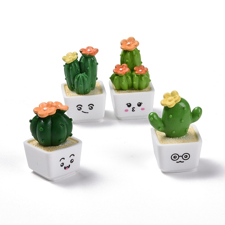 ARRICRAFT Mini Cactus Bonsai Resin Display Ornaments Set, for Home Desktop Decorations, Green, 22~26x22~23x35.5~41mm