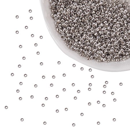 NBEADS 10000Pcs 2mm Platinum Color Crimp Beads, Barrel Loose Beads Spacer Beads Tiny Crimp Beads or Jewelry Making