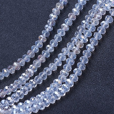 Honeyhandy Electroplate Glass Beads Strands, AB Color Plated, Faceted, Rondelle, Clear AB, 3x2mm, Hole: 0.8mm, about 165~169pcs/strand, 15~16 inch(38~40cm)
