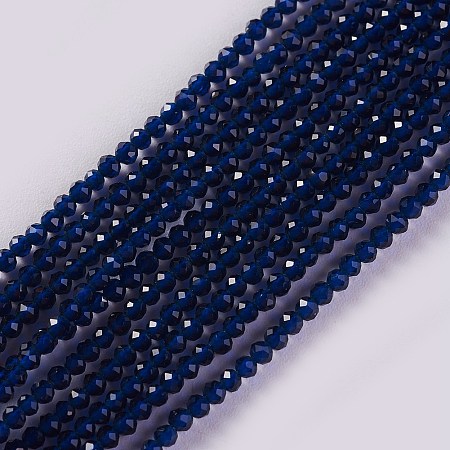ARRICRAFT Glass Beads Strands, Faceted, Round, Marine Blue, 2x2mm, Hole: 0.4mm, about 193~197pcs/strand, 14.17 inches~15.51 inches(36~39.4cm)