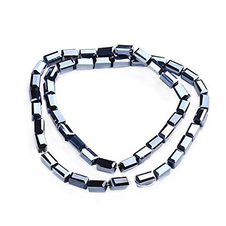 NBEADS 1 Strand Hematite Plated Cuboid Electroplate Glass Beads Strands with 8x4x4mm, Hole: 1mm, about 50pcs/strand