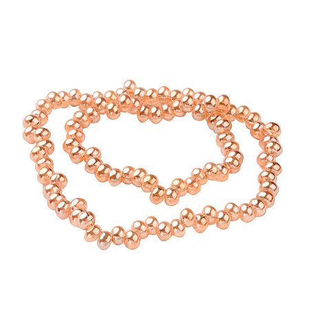 NBEADS 1 Strand Full Rainbow Plated PeachPuff Drop Glass Bead Strands for Jewelry Making Beads with 6x4mm,Hole: 1mm,about 100pcs/strand