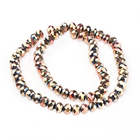 NBEADS 1 Strand Rose Gold Plated Faceted Abacus Electroplate Glass Beads Strands With 8x6mm,Hole: 1mm,About 72pcs/strand