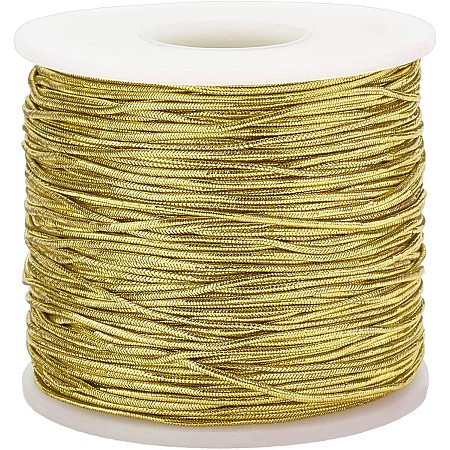 Pandahall Elite 109 Yard 1mm Gold Elastic Cord Stretchy String Thread Fabric Crafting String Beading String Cord for Gift Wrapping, Jewelry Making and Christmas Tree Decoration