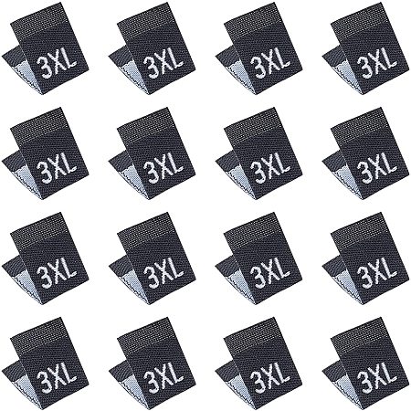 NBEADS 600 Pcs 3XL Cotton Size Labels, Black Embroidered Labels Tags Small Size Labels Sewing Clothing Size Labels Woven Crafting Label Tags Garment Shirts Dresses Accessories for Clothes, 1/2
