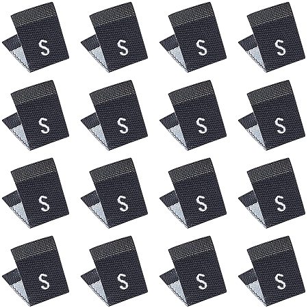 NBEADS 600 Pcs S Cotton Size Labels, Black Embroidered Labels Tags Small Size Labels Sewing Clothing Size Labels Woven Crafting Label Tags Garment Shirts Dresses Accessories for Clothes, 1/2