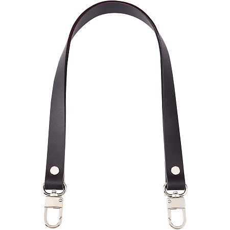 WADORN Cowhide Handbag Handles, 21.2 Inch Leather Shoulder Bag Strap Genuine Leather Purse Handles Tote Bag Strap Replacement with Swivel Clasps for DIY Bag Purse Making Accessories, Black