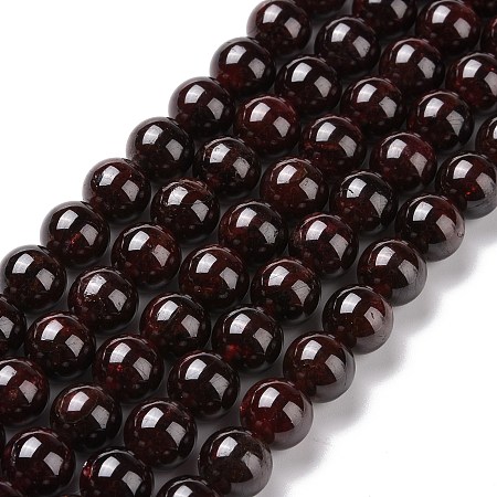 Natural Garnet Round Beads Strands, Grade A, 8.5mm, Hole: 1mm, about 47pcs/strand, 15.47''(39.3cm)