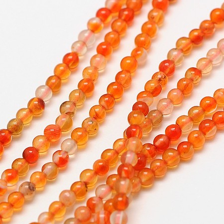 Honeyhandy Natural Carnelian Bead Strands, Round, Dyed & Heated, 3mm, Hole: 0.8mm, about 126pcs/strand, 15 inch
