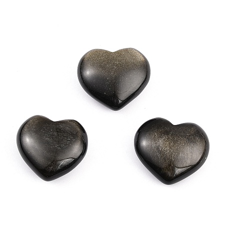 Honeyhandy Natural Golden Sheen Obsidian Heart Love Stone, Pocket Palm Stone for Reiki Balancing, 26x24.5x12.5mm