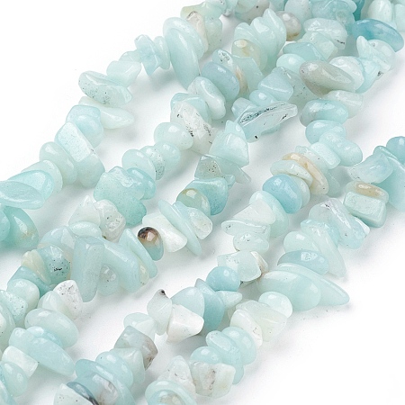 Honeyhandy Natural Amazonite Beads Strands, Chips, Sky Blue, 4~11x3~8x2~10mm, Hole: 1mm, about 32~34 inch