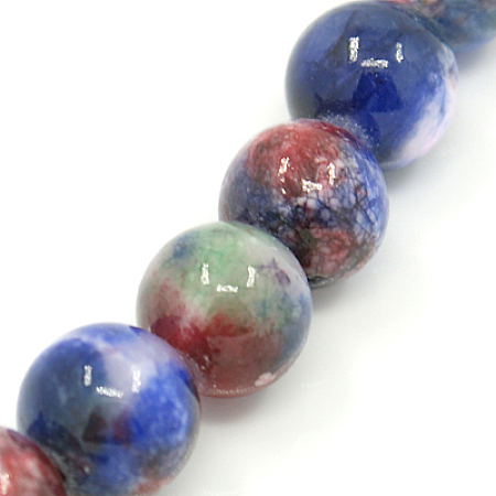 Honeyhandy Natural Persian Jade Beads Strands, Dyed, Round, Marine Blue, 6mm, Hole: 1mm, about 62pcs/strand, 16 inch