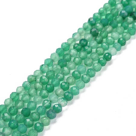 Natural Green Onyx Agate Beads Strands, Faceted, Round, 3~3.5mm, Hole: 0.6mm, about 125pcs/strand, 15.39''(39.1~39.4cm)