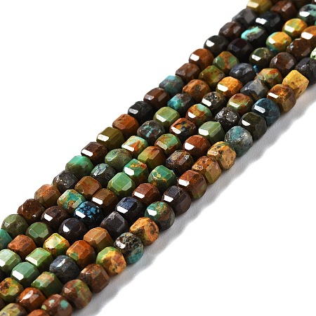 Honeyhandy Natural HuBei Turquoise Beads Strands, Faceted, Cube, 3x3x3mm, Hole: 0.6mm, about 135pcs/strand, 15.35''(39cm)