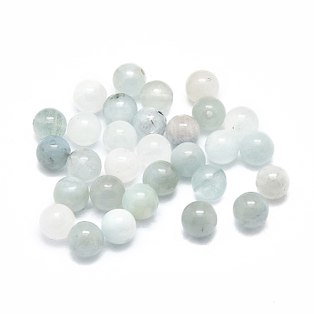 Honeyhandy Natural Aquamarine Beads, Round, 8mm, Hole: 1mm