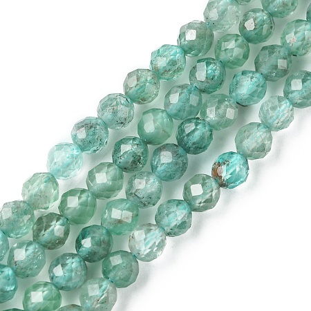 Honeyhandy Natural Apatite Beads Strands, Faceted, Round, 4~4.5mm, Hole: 0.8mm, about 91pcs/strand, 15.24~15.35 inch(38.7~39cm)