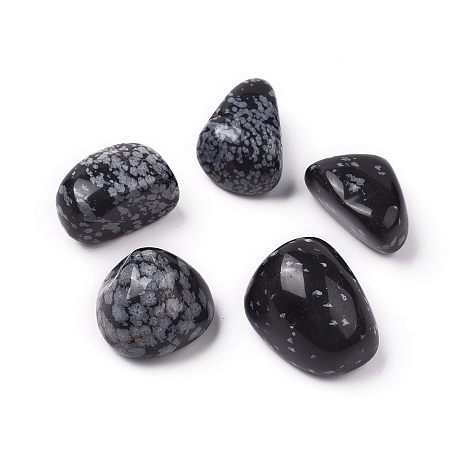 Honeyhandy 5Pcs Natural Snowflake Obsidian Beads, Tumbled Stone, Vase Filler Gems, No Hole/Undrilled, Nuggets, 20~35x13~23x8~22mm