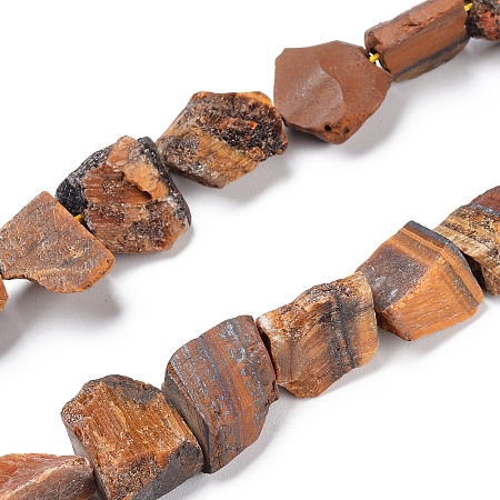 Honeyhandy Natural Tiger Eye Beads Strands, Rough Raw Stone, Nuggets, 11~25x11~30mm, Hole: 1.2mm, about 12~15pcs/strand, 7.48 inch~7.87  inch(19~20cm)
