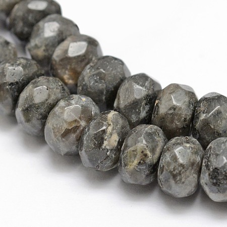 Honeyhandy Faceted Natural Labradorite Rondelle Beads Strands, 8x5mm, Hole: 1mm, about 76pcs/strand, 15.2 inch