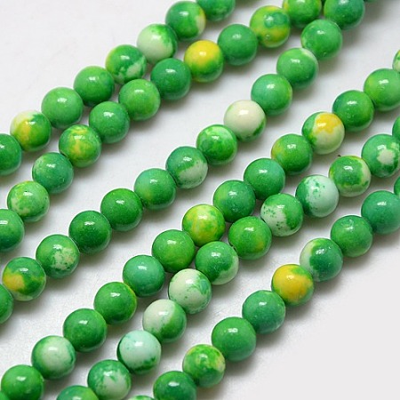 ARRICRAFT Synthetic Fossil Beads Strands, Dyed & Heated, Round, Lime Green, 6mm, Hole: 1mm, about 62pcs/strand, 15.7 inches