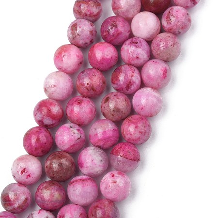 Honeyhandy Natural Gemstone Hemimorphite Round Beads Strands, Dyed, Pink, 8mm, Hole: 1.2mm, about 50pcs/strand, 15.74 inch