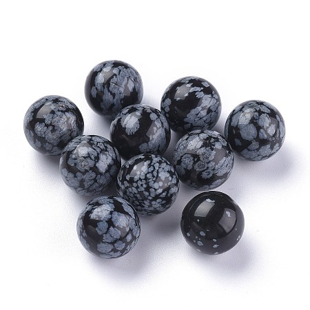 Honeyhandy Natural Snowflake Obsidian Beads, Gemstone Sphere, No Hole/Undrilled, Round, 17.5~18mm
