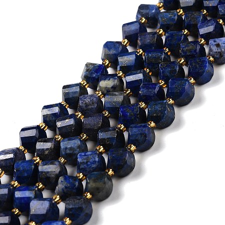 Honeyhandy Natural Lapis Lazuli Beads Strands, Faceted, Twist, 9~10mm, Hole: 1mm, about 35pcs/strand, 15.55 inch(39.5cm)