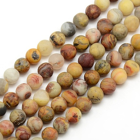 Honeyhandy Frosted Natural Crazy Agate Round Bead Strands, Crazy Agate, 6mm, Hole: 1mm, about 63~65pcs/strand, 14.9~15.6 inch
