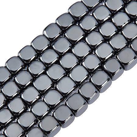 OLYCRAFT 500Pcs Grade A Natural Hematite Beads Gemstone Non-Magnetic Metal Cube Beads Strand for Necklace Pendant Jewelry Making DIY Crafts -4x4mm