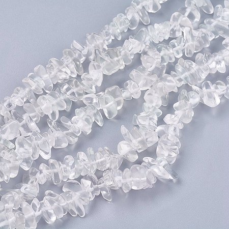 Honeyhandy Natural Quartz Crystal & Glass Beads Strands, Chip, Clear, 4~10x4~6x2~4mm, Hole: 1mm, about 210pcs/strand, 35.4 inch
