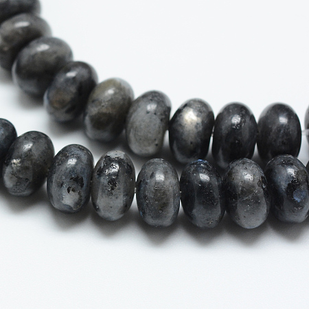Honeyhandy Natural Labradorite Bead Strands, Rondelle, 8x5mm, Hole: 1mm, about 75pcs/strand, 14.9 inch