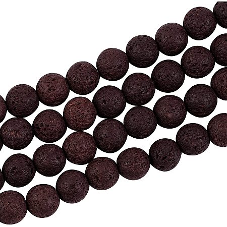 Pandahall Elite 470pcs 8mm Natural Lava Beads Coconut Brown Chakra Bead Strand Dyed Round Gemstone Loose Beads Energy Healing Beads for Jewelry Making