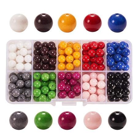 ARRICRAFT 1 Box (about 180pcs) 10 Color 8mm Imitation Jade Round Loose Beads for Jewelry Making