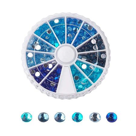 ARRICRAFT About 480pcs 1 Box 6 Colors 4mm Faceted Flat Round No Hot Fix Acrylic Rhinestones Glitter Decorations 3D Diamond Gems for Cell Phone Nail Art Style 6