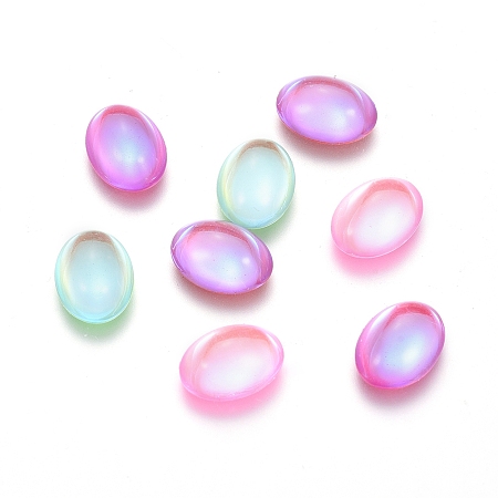 Transparent K9 Glass Cabochons, Flat Back, Oval, Mixed Color, 8x6x3mm