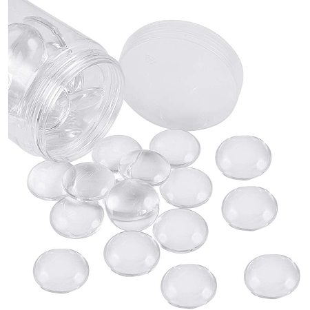 NBEADS 35 PCS Transparent Oval Glass Cabochons, Clear Glass Dome Flat Back Crystal Embellishments for DIY Photo Cameo Pendant Craft Jewelry Making