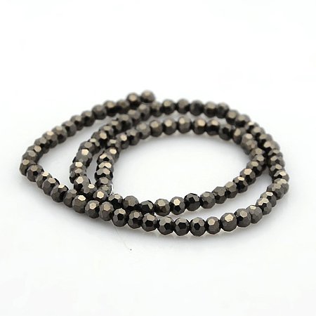 NBEADS 1 Strand Full Black Plated Faceted Round Spacer Glass Beads Strands with 3mm,Hole: 1mm,about 100pcs/strand