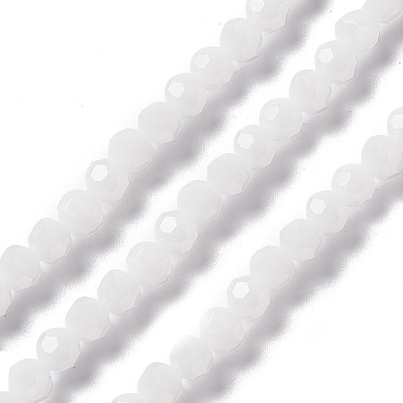 Faceted Glass Beads Strands, Round, White, 6x5.5mm, Hole: 1.2mm, about 95pcs/strand, 22.24''(56.5cm)