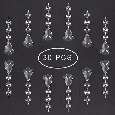 PandaHall Elite 30 PCS 38mm Replacement Clear Glass Chandelier Icicle Crystal Prisms Octogan Garland Hanging Bead Curtain Wedding Club Party Decoration Lamp Decoration (Style 2)
