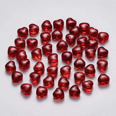 Arricraft Imitation Jade Glass Beads, Heart, Dark Red, 6x6x4mm, Hole: 0.7mm