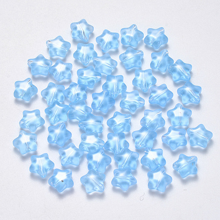 Honeyhandy Transparent Glass Beads, Star, Light Sky Blue, 8x8.5x4mm, Hole: 1mm