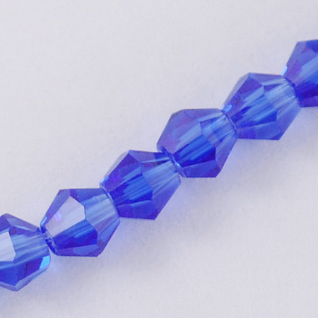 Honeyhandy Imitation Austrian Crystal 5301 Bicone Beads, Faceted Glass Beads Strands, Blue, 6x6mm, Hole: 1mm, about 50pcs/strand, 11.4 inch