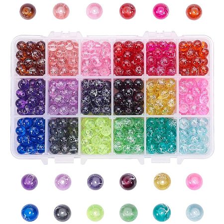 Arricraft 540pcs 18 Color Glass Beads for Jewelry Making, 8mm Candy Color Loose Beads Bulk for Necklace Bracelets Making