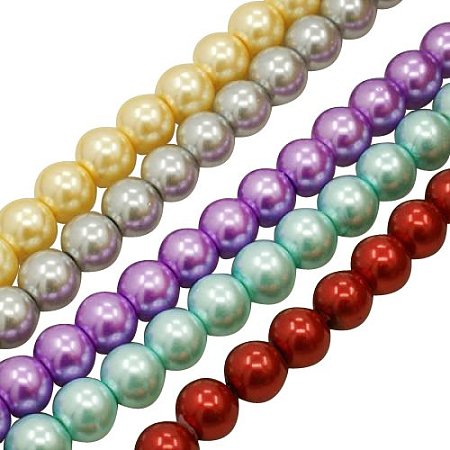 ARRICRAFT 20 Strands 32 Inches Assorted Colour Glass Pearl Beads Strands, Round Dyed Loose Beads Strands, 6mm in diameter, hole: 0.5mm, about 140pcs/strand