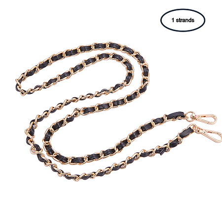 PandaHall Elite 1 Pack 48 Inches Iron Flat Chain Strap Handbag Chains Accessories Leather Purse Straps Shoulder Cross Body Replacement Straps with 2 Pieces Swivel Buckles