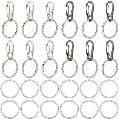 Arricraft 20 Pcs 2 Colors Alloy Carabiner Clip, Zinc Alloy Mini Paracord Hook Rope Swivel Clasps Set with Split Key Rings for Keychain Jewelry DIY Craft