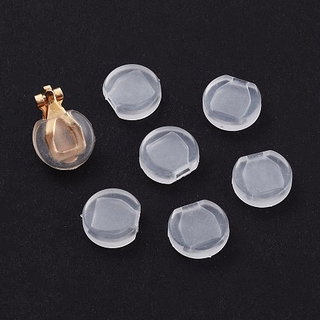Honeyhandy Comfort Silicone Earring Pads, for French Clip Earrings, Anti-Pain, Clip on Earring Cushion, Clear, 8.5x9x3mm, Hole: 3mm