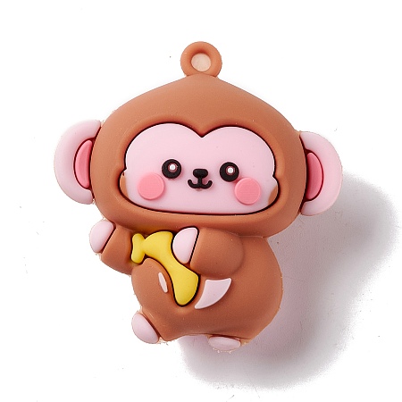 Honeyhandy PVC Plastic Cartoon Pendants, Monkey, Peru, 45x41.5x26mm, Hole: 3mm